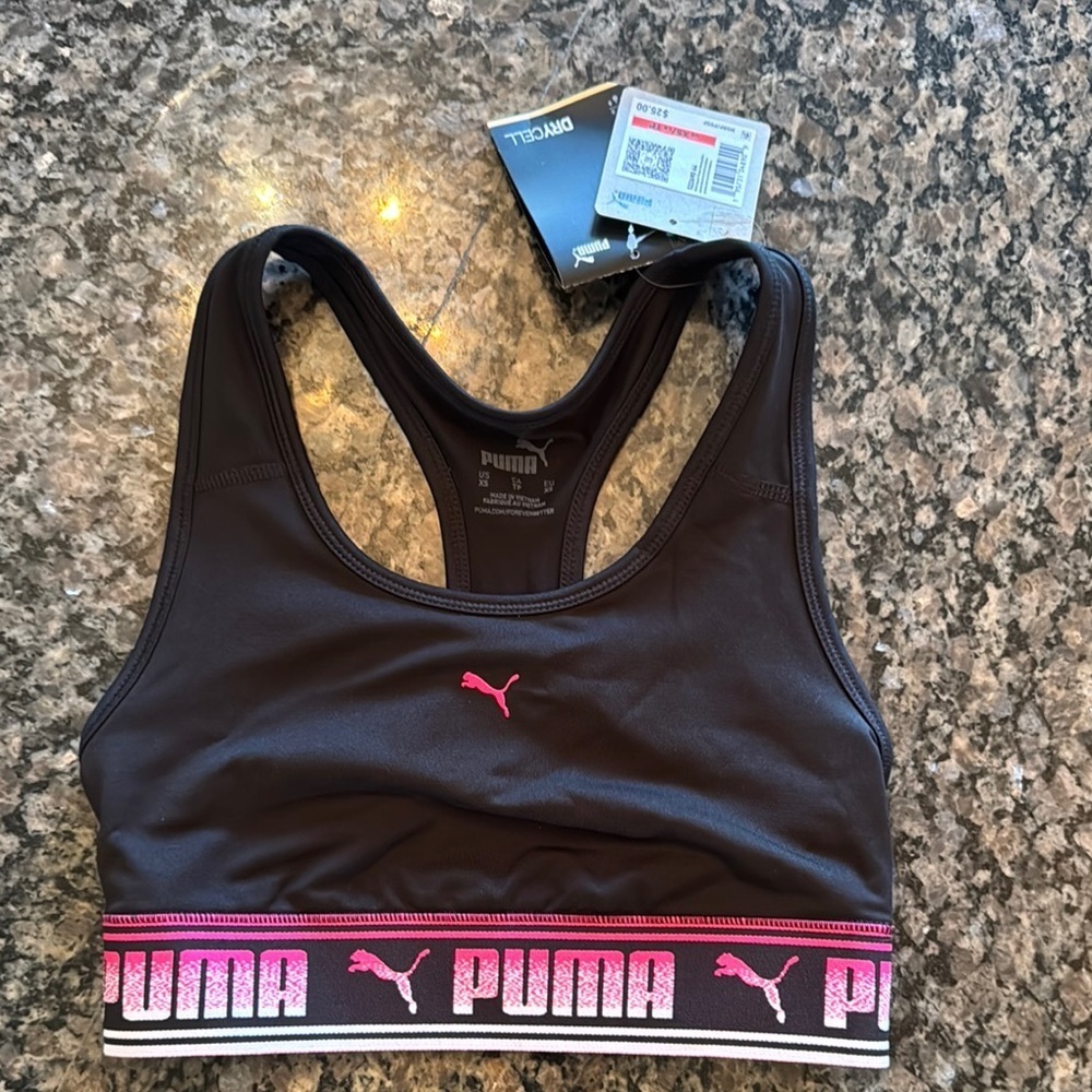 Puma Black and Pink Sports Bra NWT XS